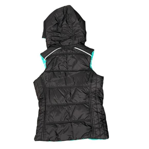IVIVVA Kids Puffer Vest Jacket Hooded Black Green Reversible Goose Down Girls 10 - Picture 3 of 11